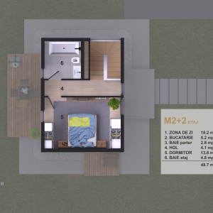 Plan etaj Casa Cubro M2+2